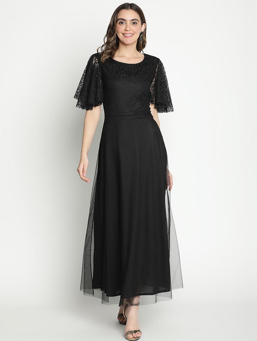 black self-designed fit & flare dress - 21399306 - Zoom Image - 0