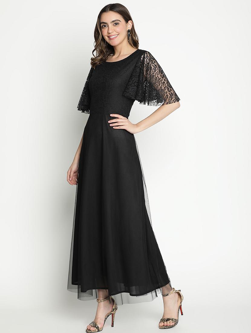 black self-designed fit & flare dress - 21399306 - Standard Image - 3