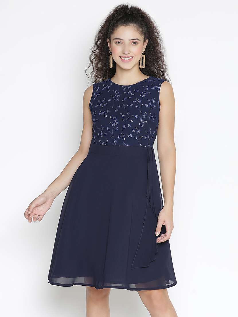 blue self-designed fit & flare dress - 21399325 - Zoom Image - 0