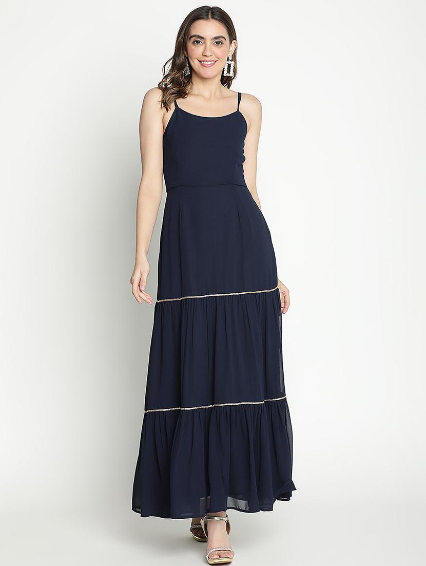 navy blue solid tiered dress - 21399335 - Zoom Image - 0