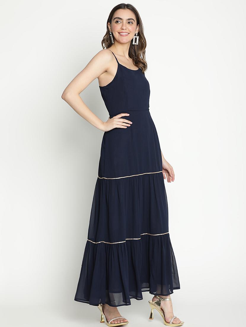 navy blue solid tiered dress - 21399335 - Standard Image - 3