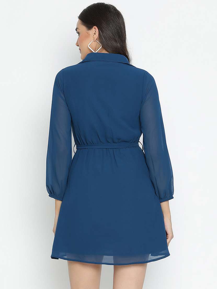 blue solid tiered dress - 21399338 - Standard Image - 3