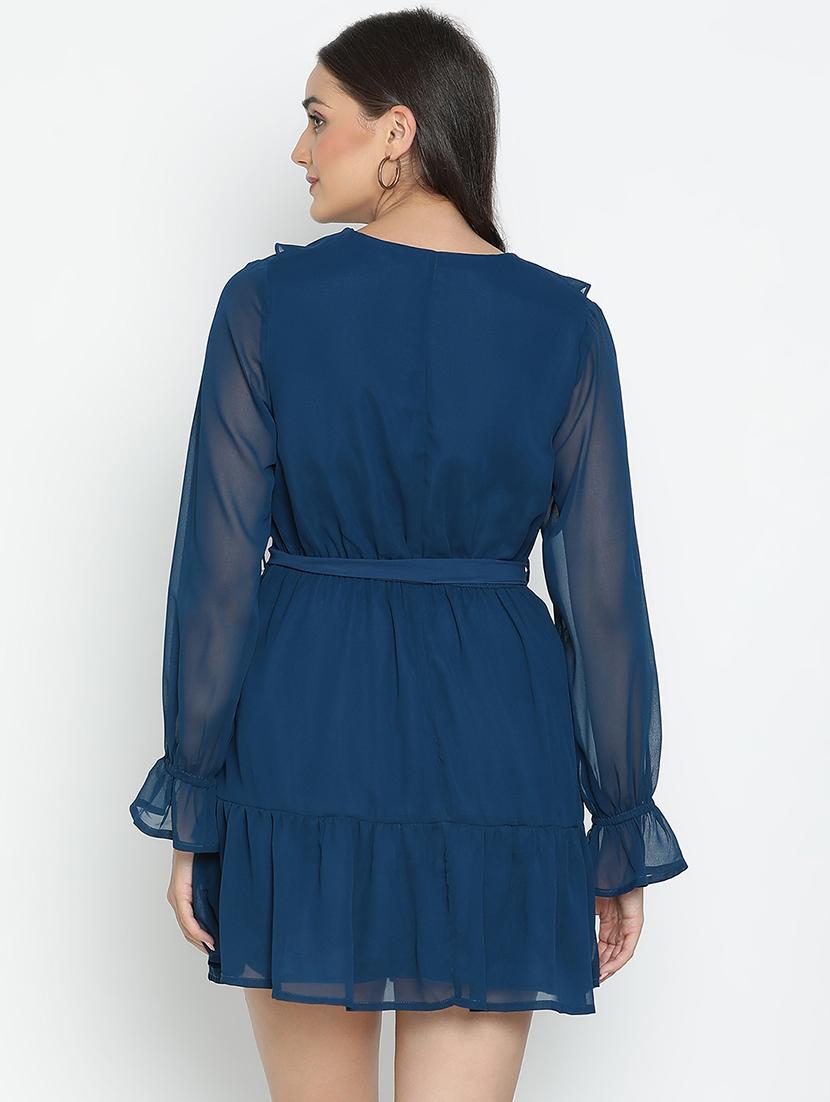 blue solid tiered dress - 21399340 - Standard Image - 3