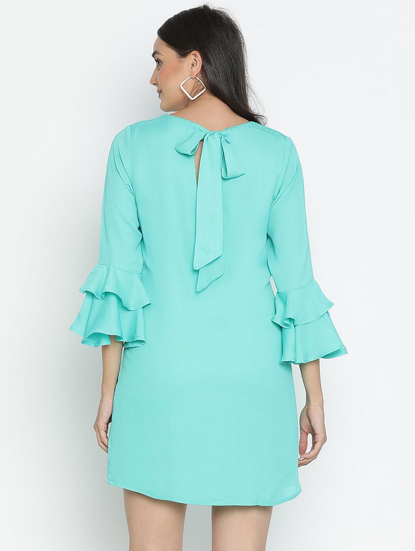 blue polyester a-line dress - 21399341 - Standard Image - 3
