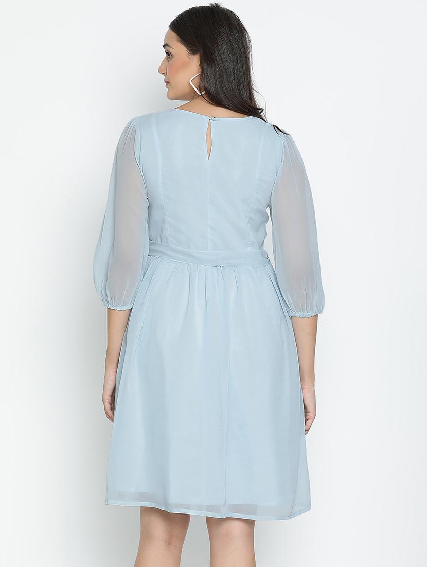 light blue polyester fit & flare dress - 21399344 - Standard Image - 3