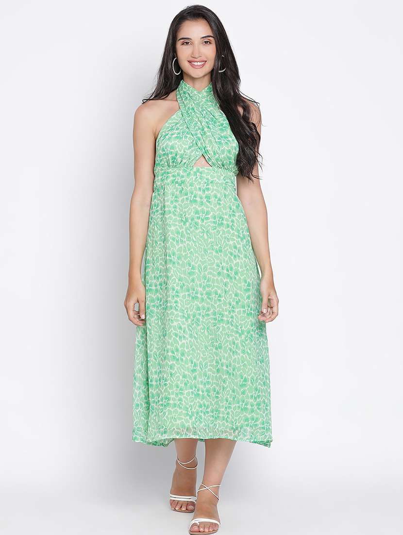 women green polyester a-line dress - 21399357 -  Zoom Image - 0