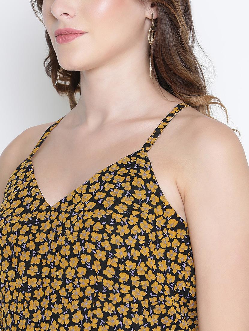 women yellow polyester fit & flare dress - 21399358 - Standard Image - 5