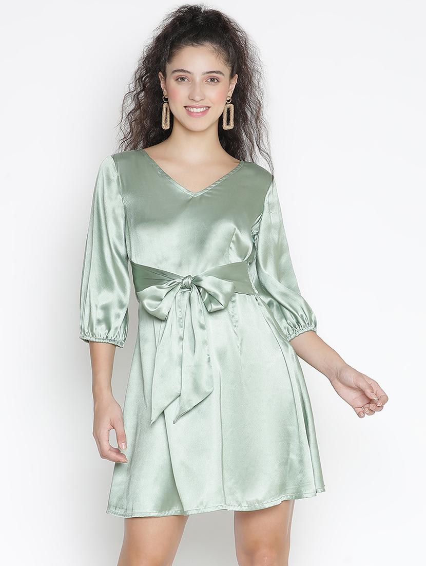 neo mint solid fit & flare dress - 21399362 - Zoom Image - 0