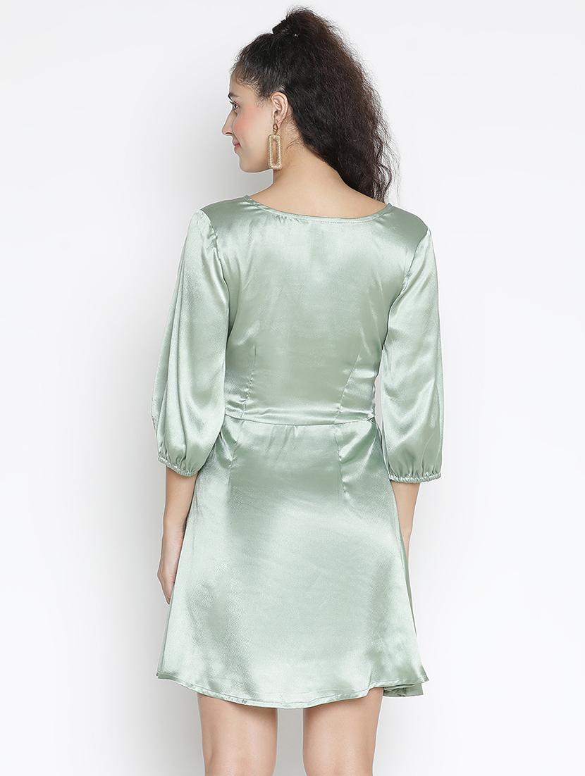 neo mint solid fit & flare dress - 21399362 - Standard Image - 3
