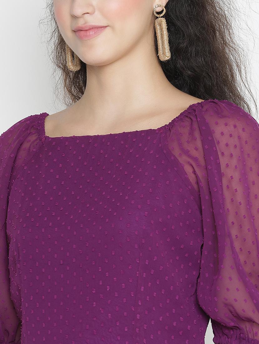 women purple polyester a-line dress - 21399381 - Standard Image - 5