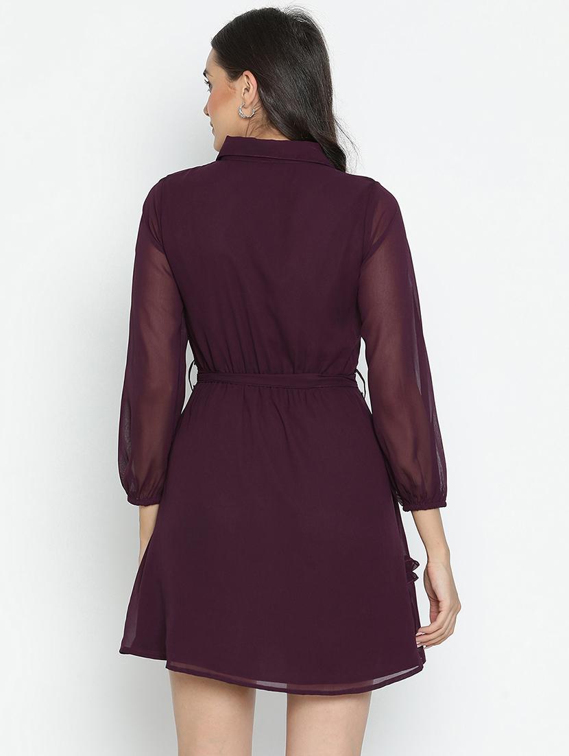 magenta solid tiered dress - 21399383 - Standard Image - 3