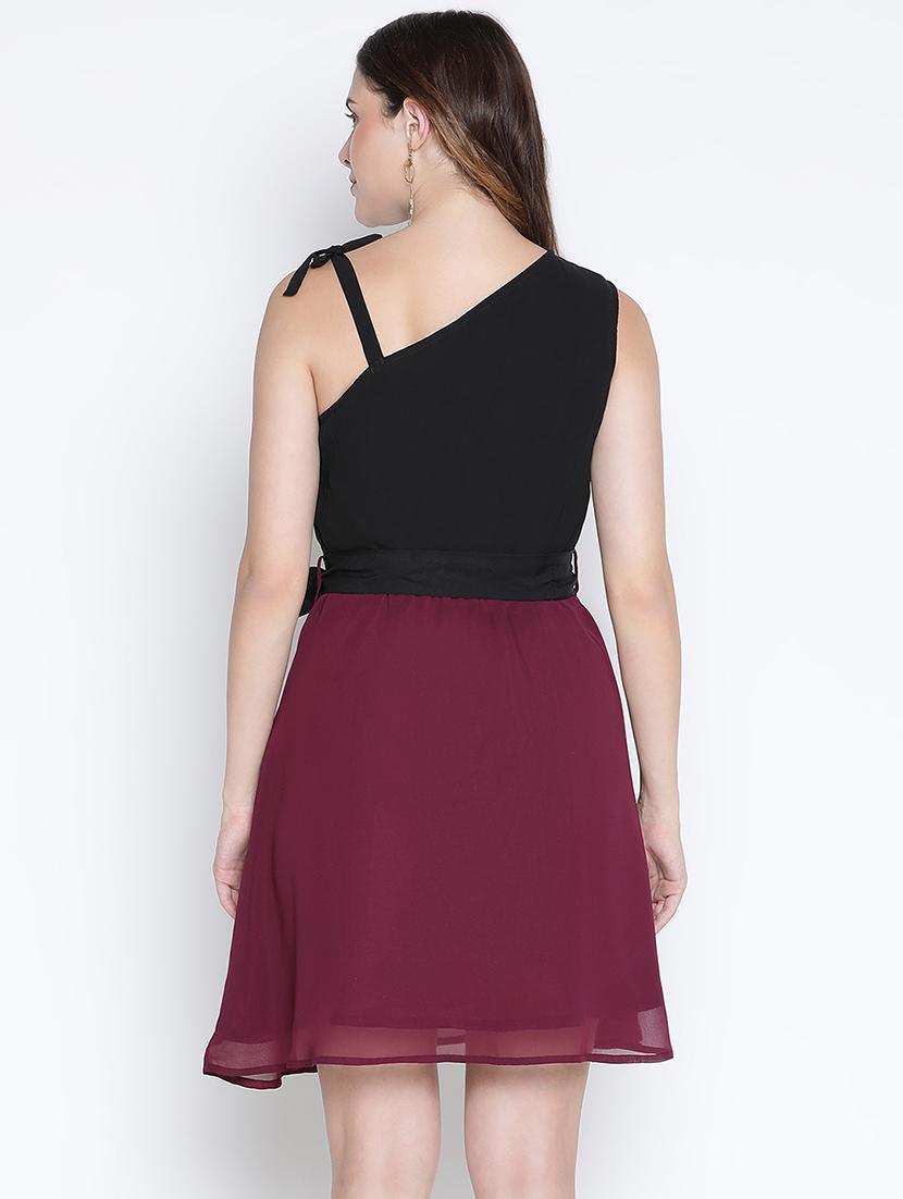 women sequin asymmetric neck fit & flare dress - 21399385 - Standard Image - 3