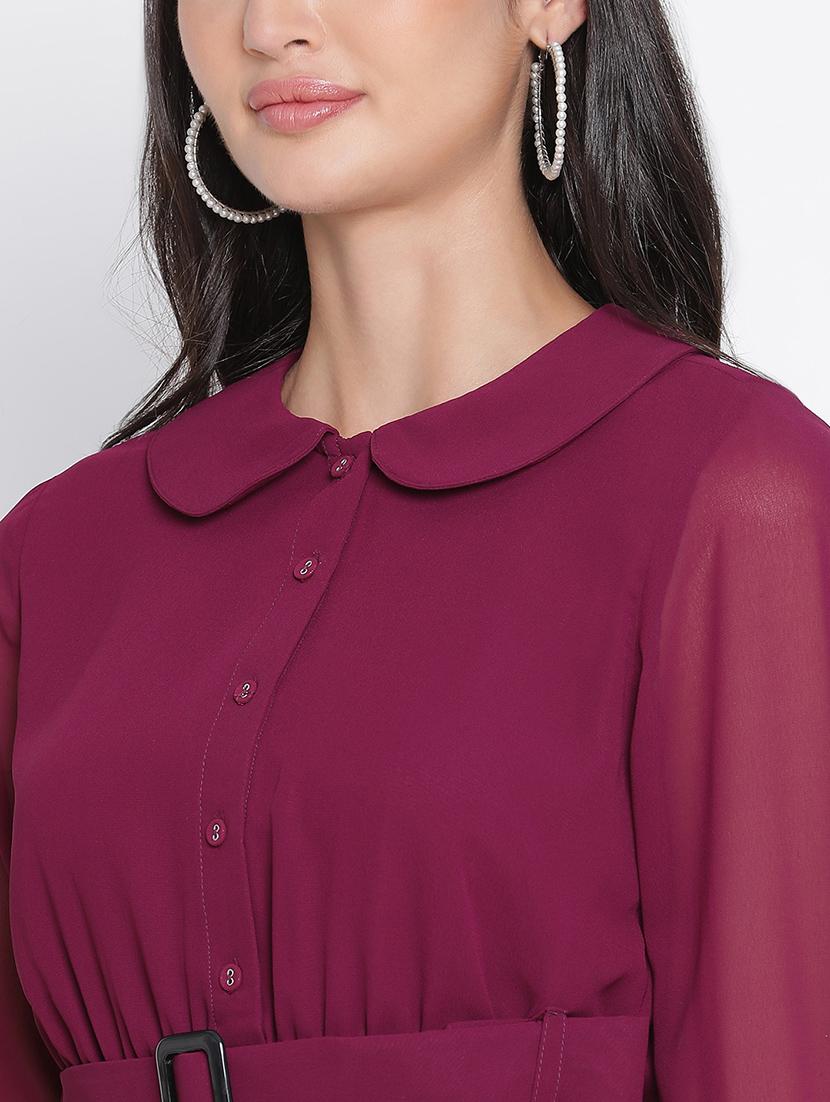 women maroon polyester fit & flare dress - 21399401 - Standard Image - 5