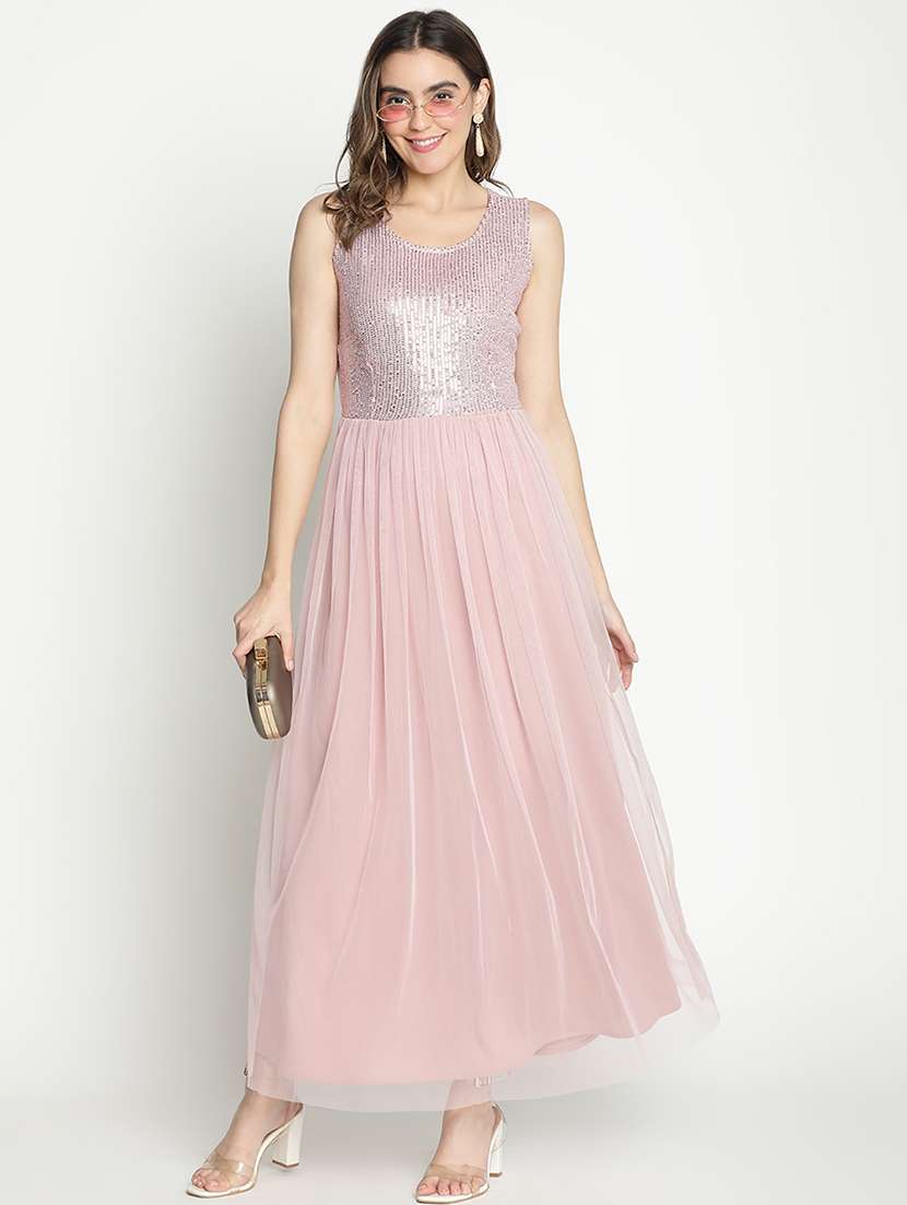 women pink polyester fit & flare dress - 21399409 -  Standard Image - 3