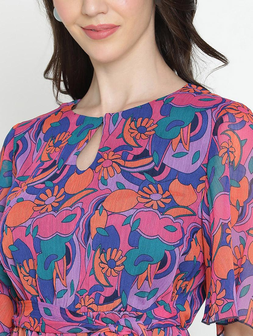 multicolored printed fit & flare dress - 21399415 - Standard Image - 5
