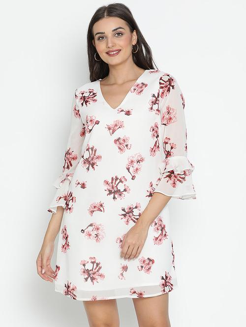 white floral printed shift dress - 21399433 - Standard Image - 0