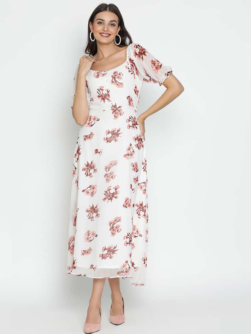 women white polyester a-line dress - 21399434 - Zoom Image - 0