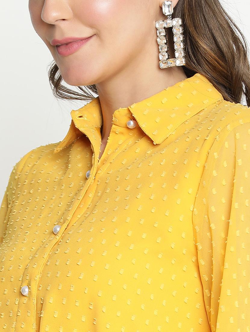 women yellow polyester fit & flare dress - 21399436 - Standard Image - 5