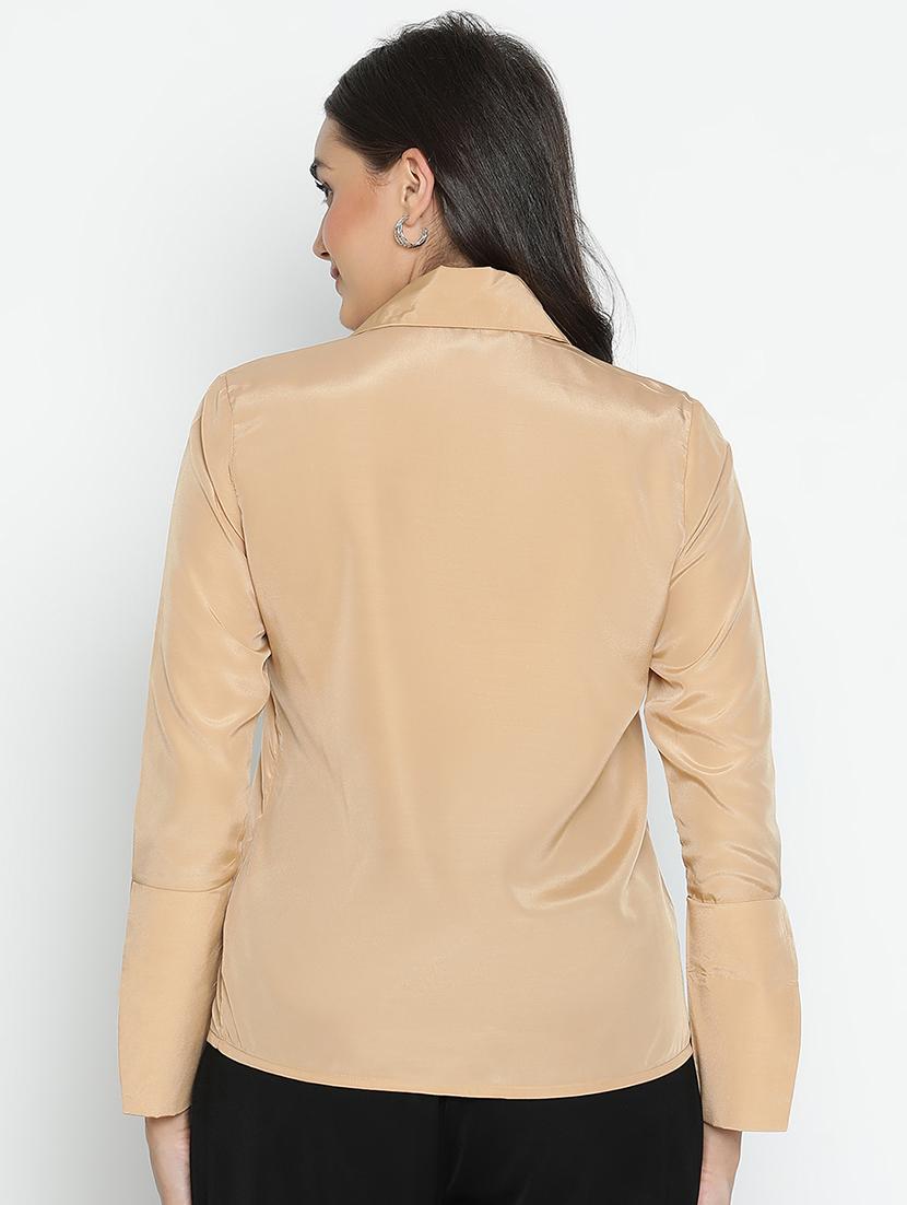beige solid a line top - 21399443 - Standard Image - 3