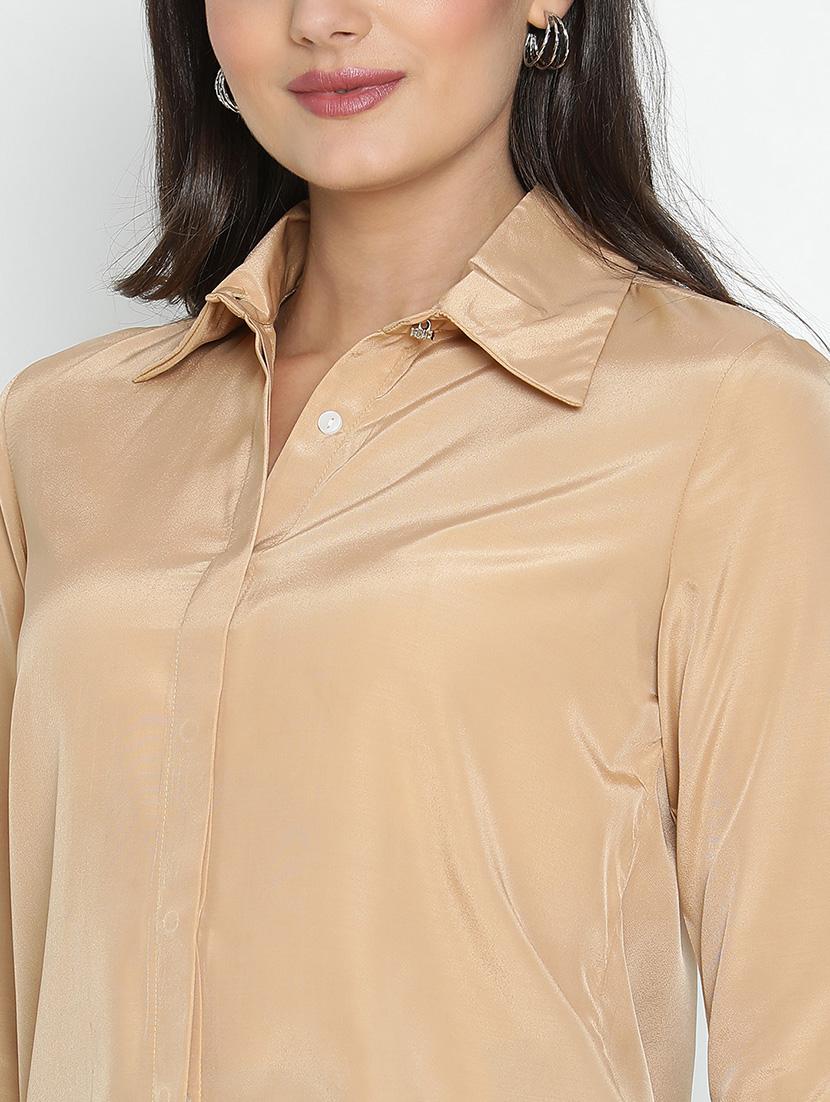 beige solid a line top - 21399443 - Standard Image - 5