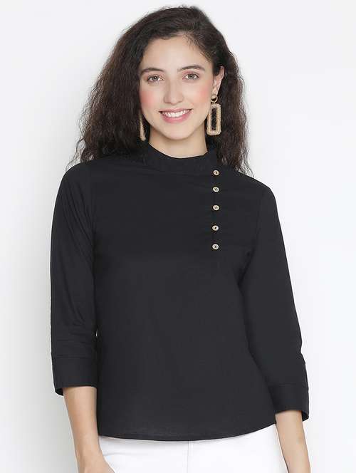 women black polyester regular top - 21399444 - Standard Image - 0