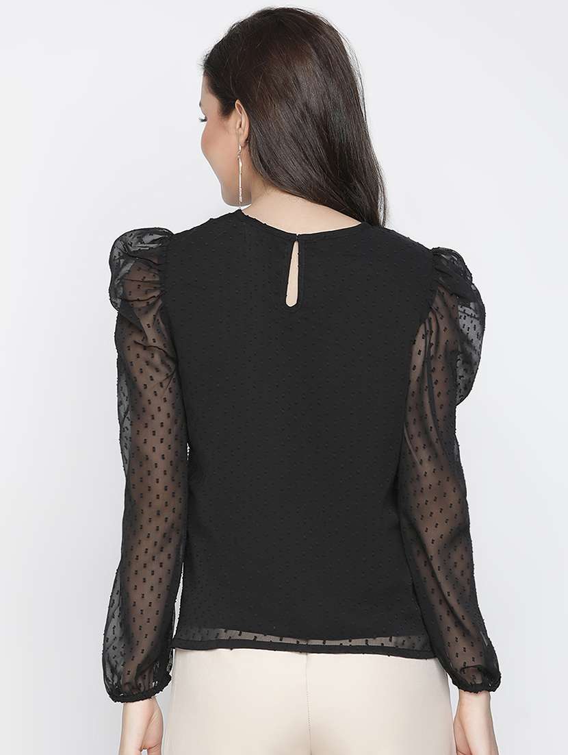 women black polyester regular top - 21399448 - Standard Image - 3
