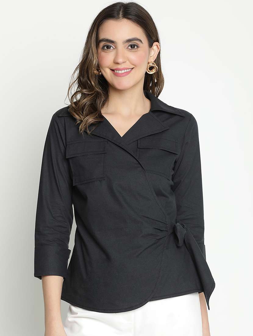 black solid wrap top - 21399449 - Zoom Image - 0