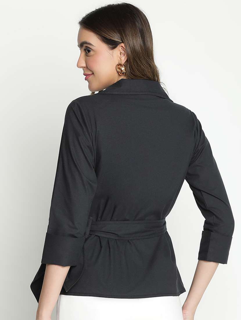 black solid wrap top - 21399449 - Standard Image - 3