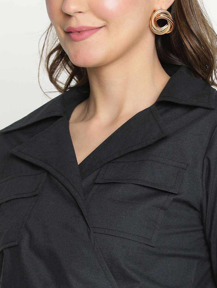 black solid wrap top - 21399449 - Standard Image - 5