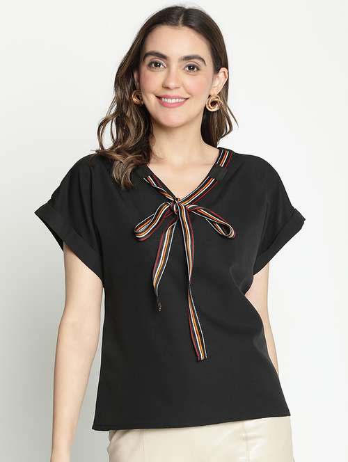 women black polyester regular top - 21399450 - Standard Image - 0