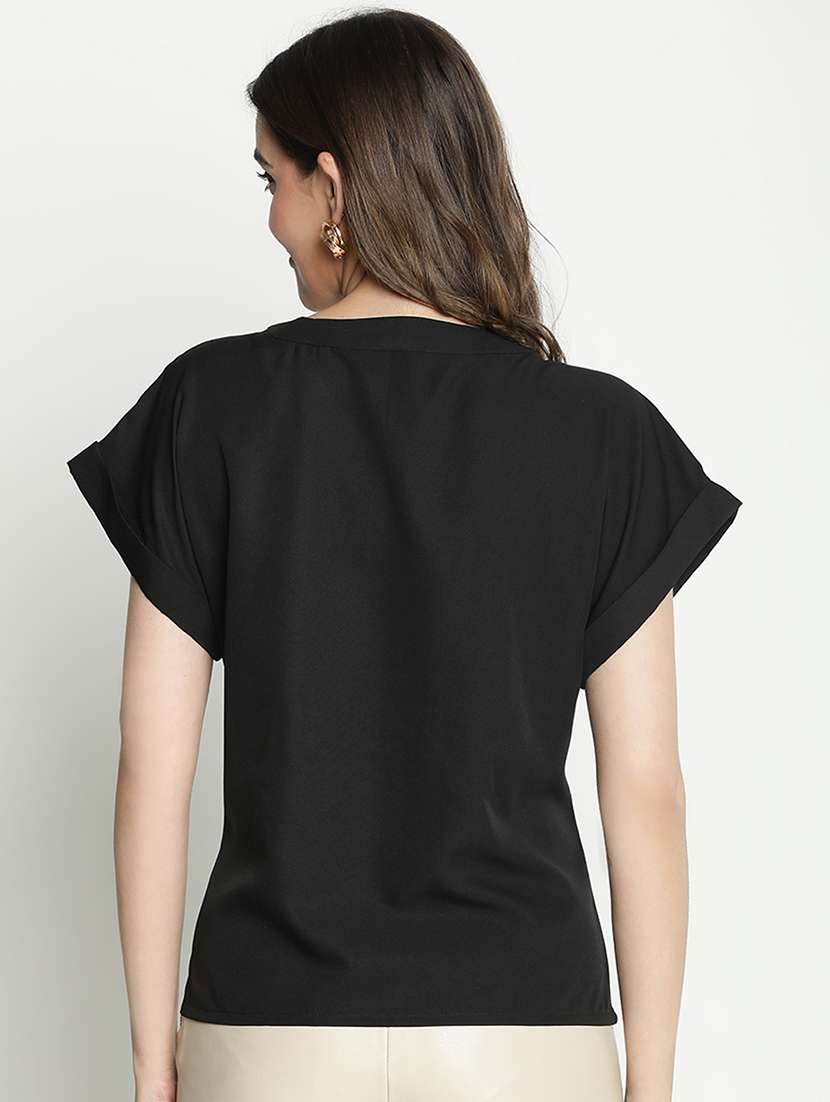 women black polyester regular top - 21399450 - Standard Image - 3