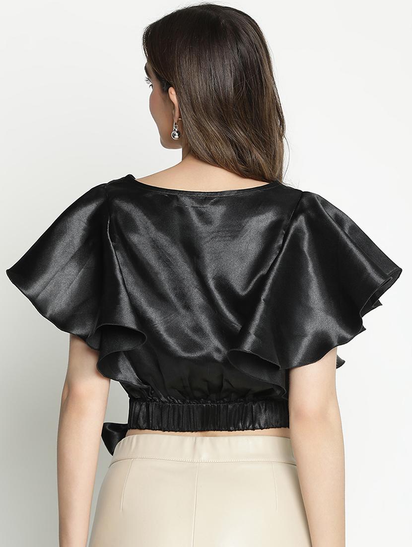women black polyester crop top - 21399453 - Standard Image - 3