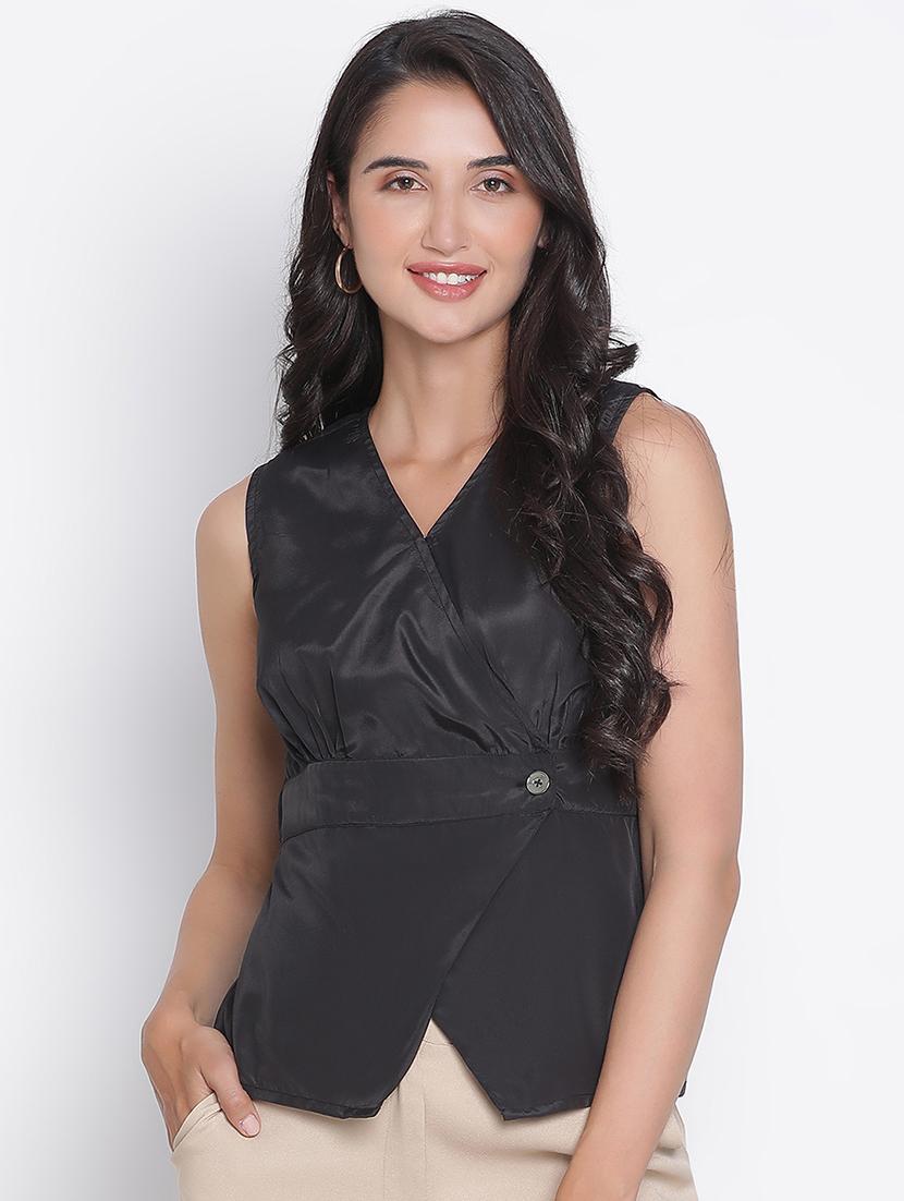 women black polyester wrap top - 21399457 - Zoom Image - 0