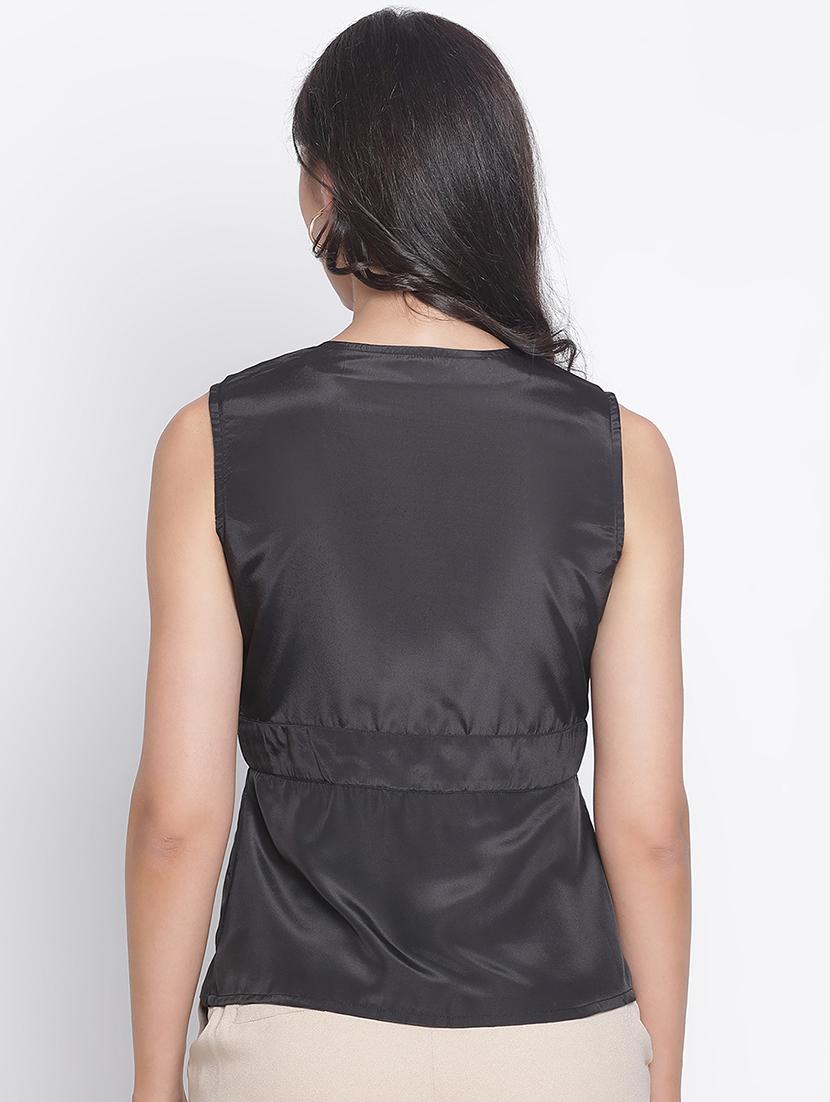 women black polyester wrap top - 21399457 - Standard Image - 3