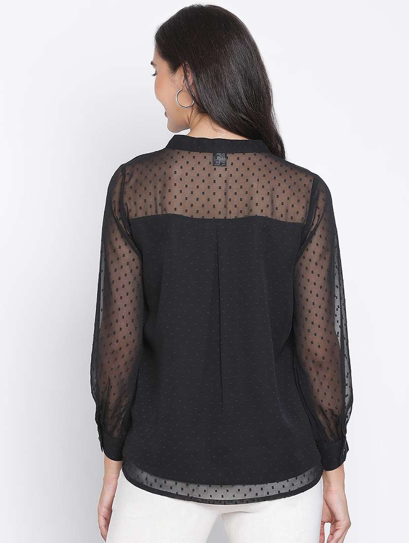 women black polyester straight top - 21399458 - Standard Image - 3