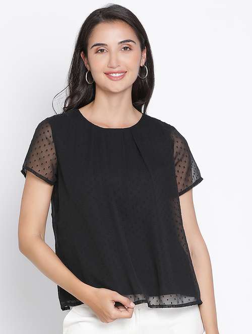 women black polyester a line top - 21399460 -  Standard Image - 0
