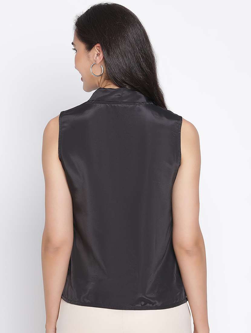 black solid regular top - 21399461 - Standard Image - 3