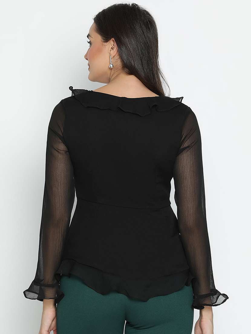 women black polyester a line top - 21399463 - Standard Image - 3