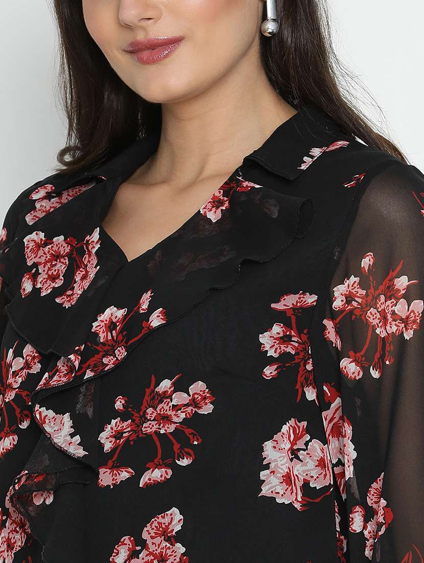 black floral printed regular top - 21399465 - Standard Image - 5