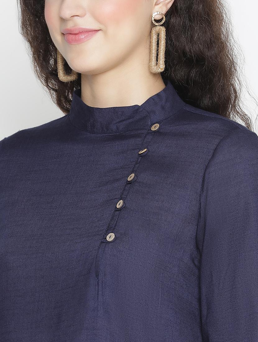 blue solid regular top - 21399467 - Standard Image - 5