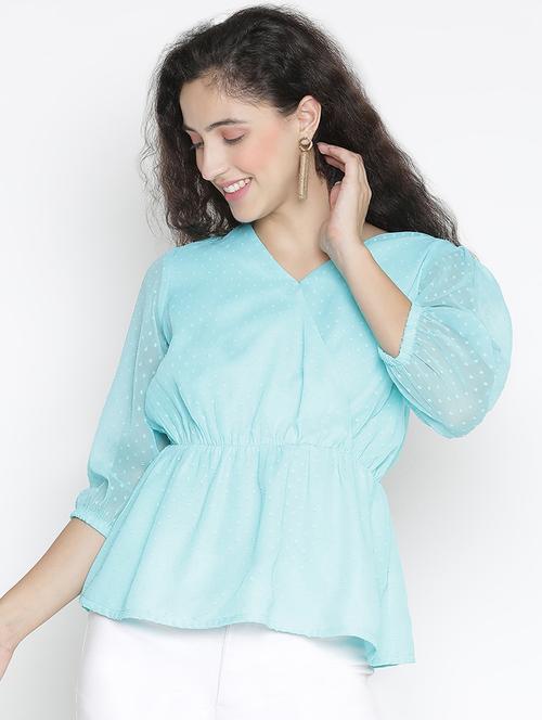 light blue self-designed peplum top - 21399468 -  Standard Image - 0