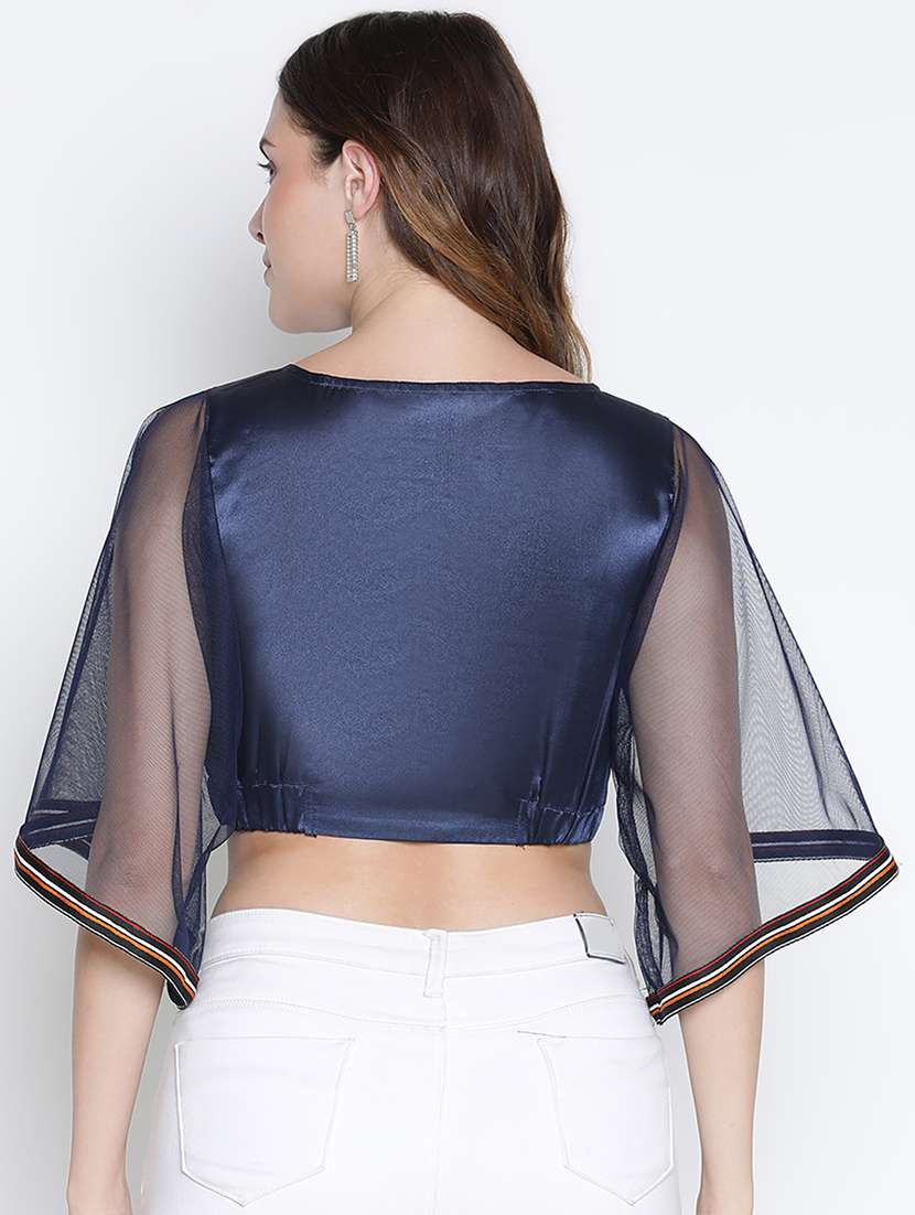 blue solid crop top - 21399473 - Standard Image - 3