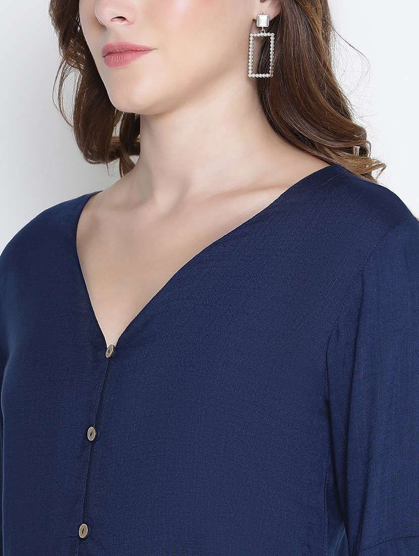 blue solid shirt top - 21399475 - Standard Image - 5
