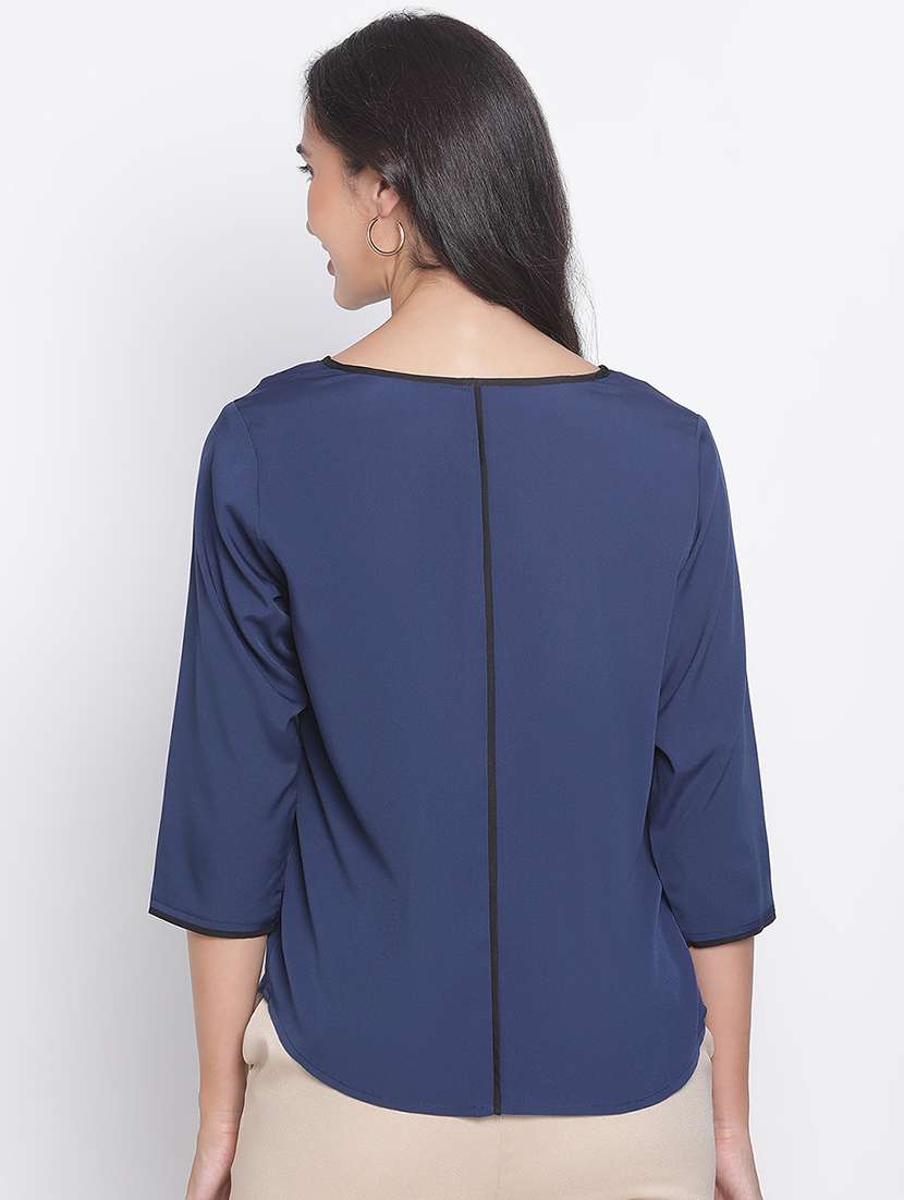 women navy blue polyester regular top - 21399479 -  Standard Image - 3
