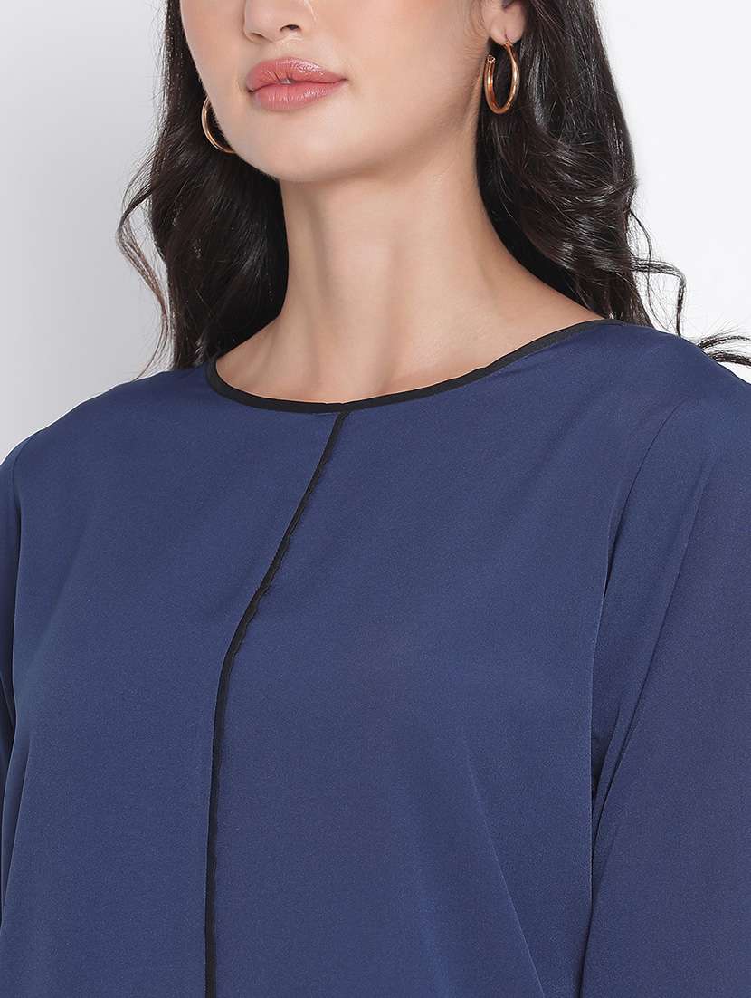 women navy blue polyester regular top - 21399479 -  Standard Image - 5