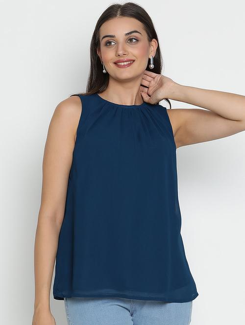 women blue polyester a line top - 21399482 - Standard Image - 0