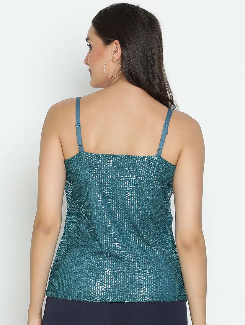 women sea green polyester regular top - 21399483 -  Standard Image - 3