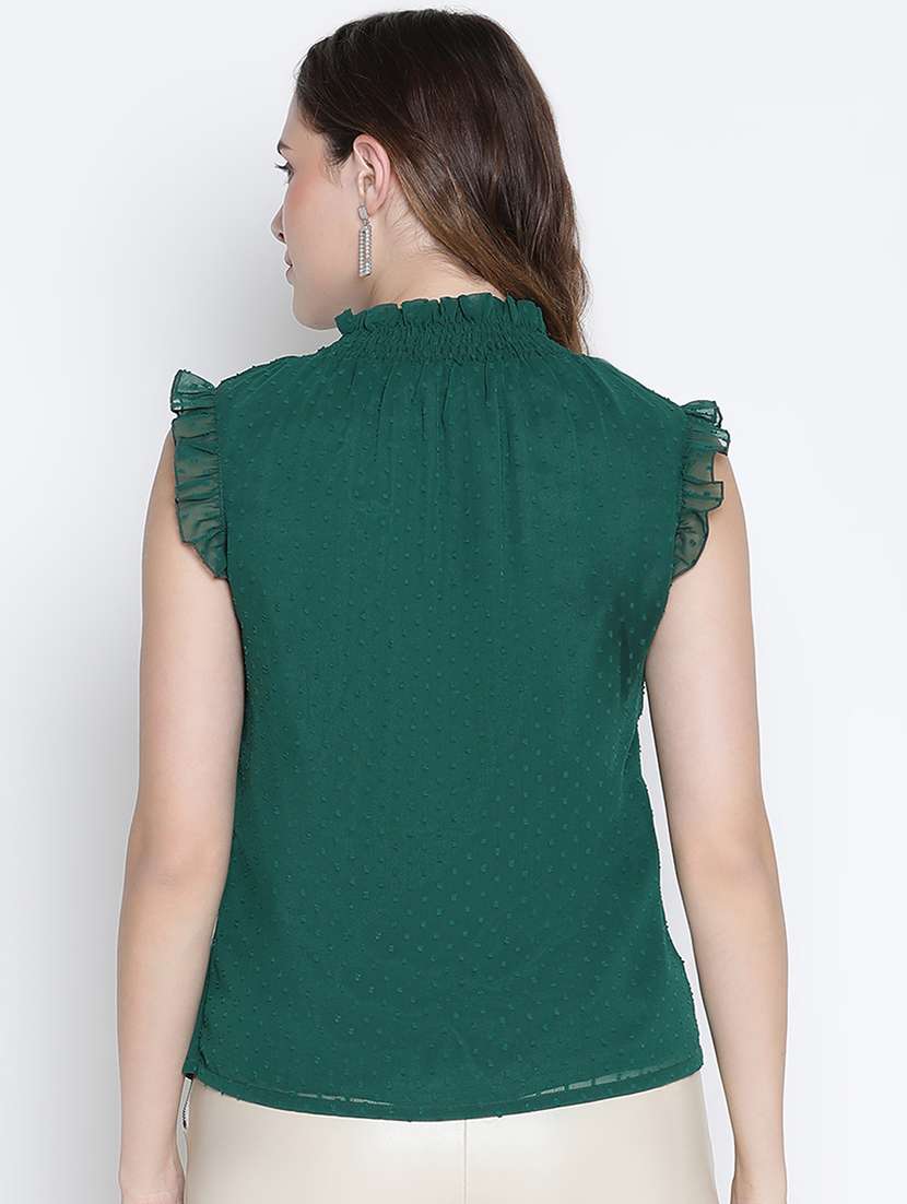 green solid regular top - 21399494 - Standard Image - 3