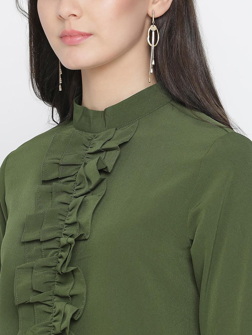 green solid regular top - 21399496 - Standard Image - 5