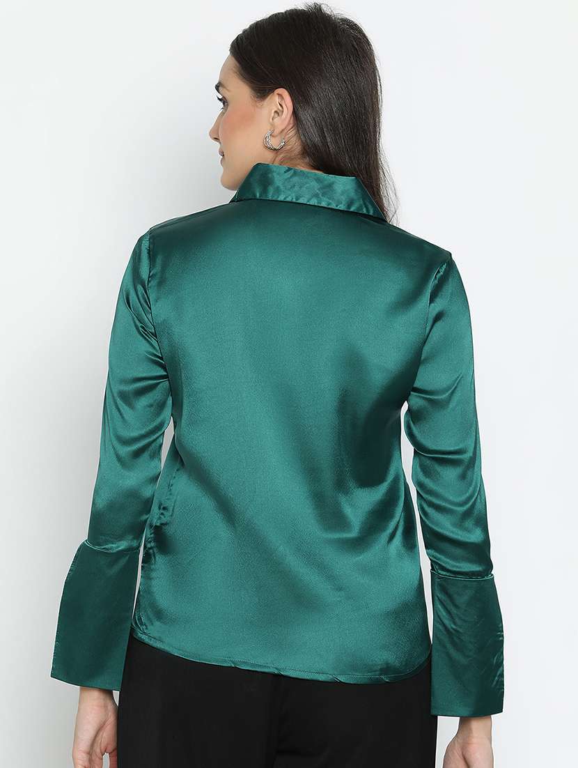 women green polyester regular shirt - 21399501 - Standard Image - 3